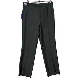Savile Row Dress Pants Mens 32x32 Gray Heathrow Flat Front‎ Career Office